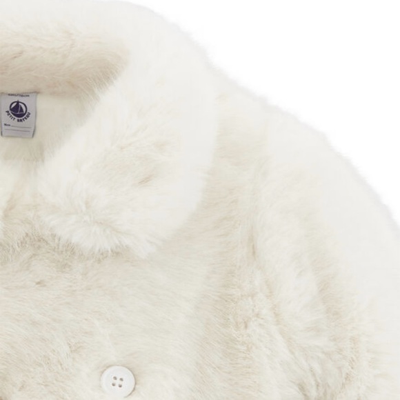 NWOT Petit Bateau Girls White Faux Fur Coat - Picture 5 of 7